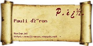 Pauli Áron névjegykártya