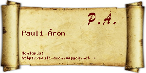 Pauli Áron névjegykártya